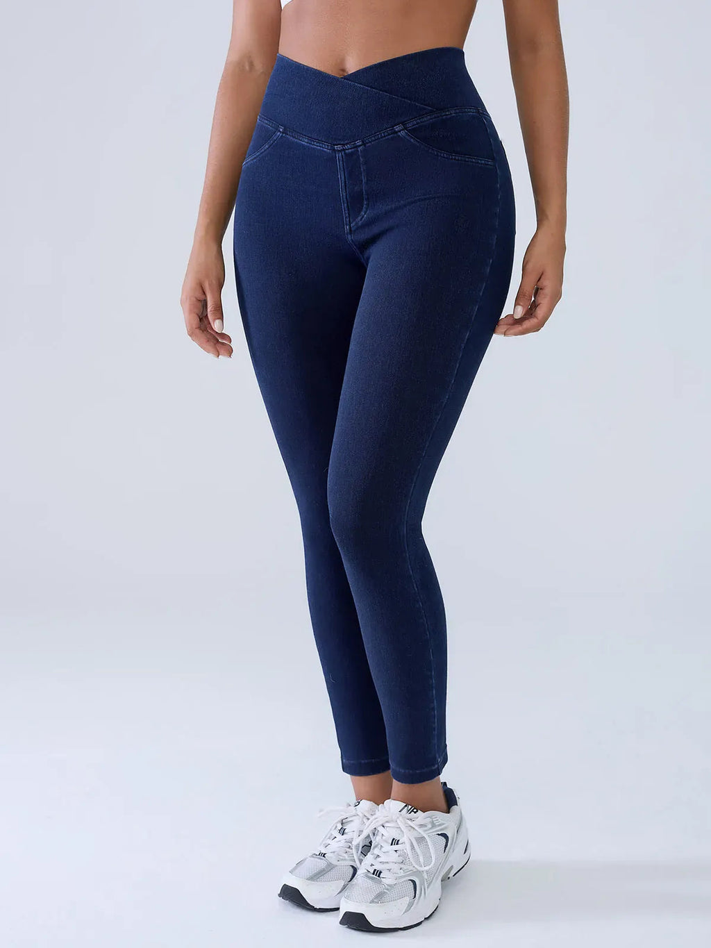 SHAPECURVE Crossover Denim Side Pockets Sculpting Leggings