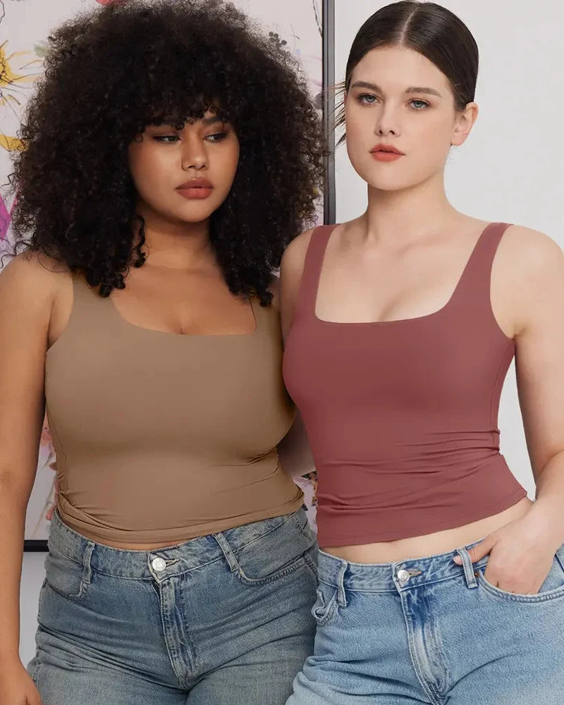 SHAPECURVE Skin-Friendly Sculpting Square-Neck Tank Top