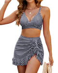 High Waisted Bikini Sets Women's Tummy Control Gingham