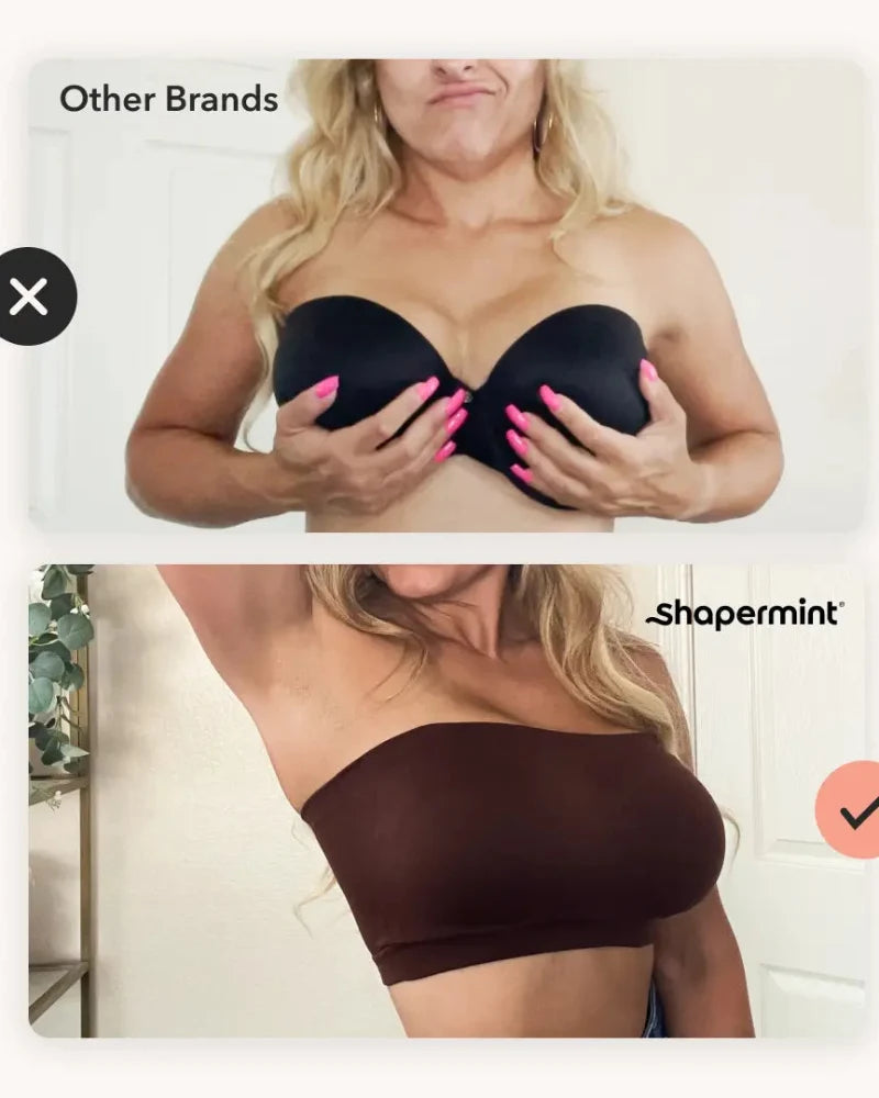 Convertible Strapless Bandeau Bra with Wireless Comfort, Anti-Slip Grip & Removable Straps