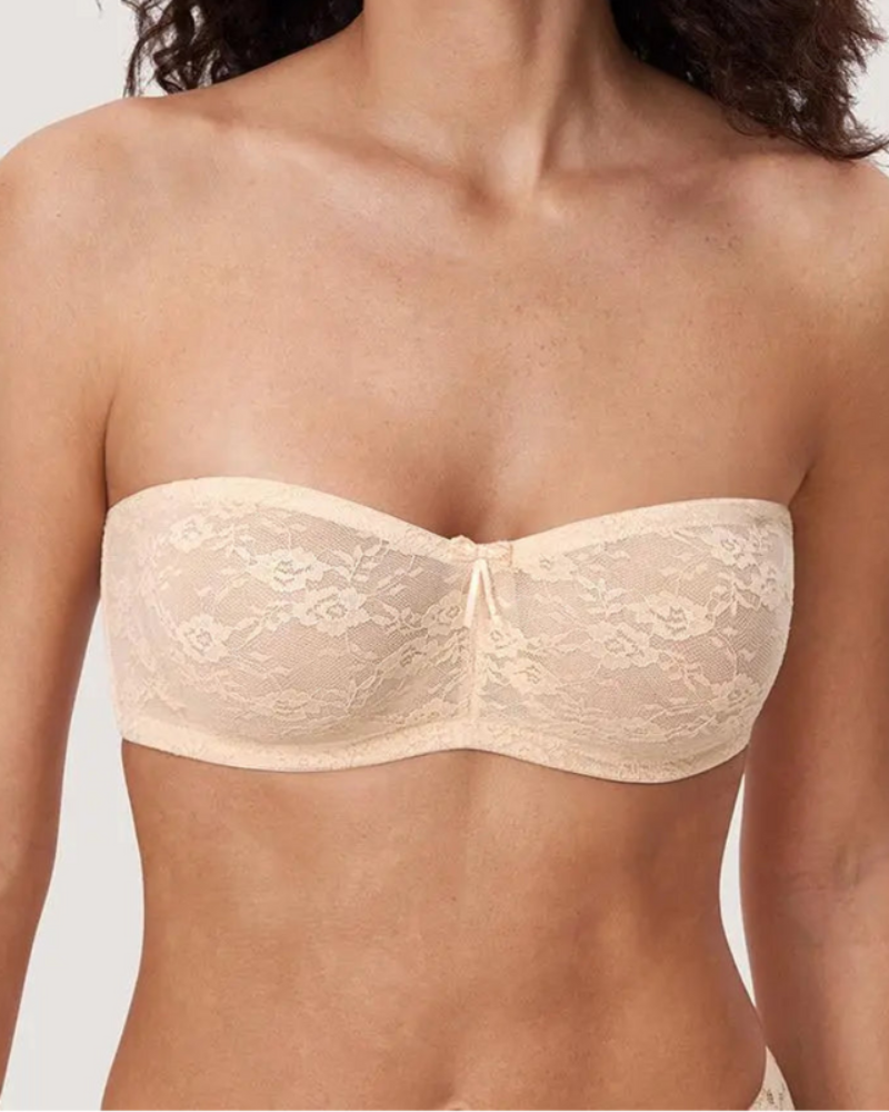Women's No Padding Strapless Lace Bra Underwire Multiway See-Through
