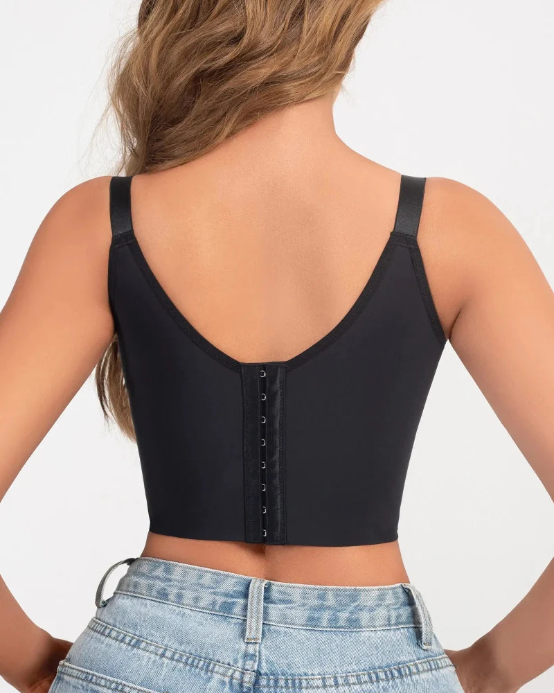 Plus Size Sexy Lace Bustier Bra – Deep V Corset Top with Comfortable Minimizer Fit