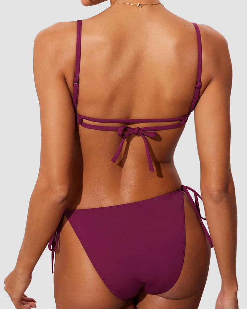 Scoop Neck Backless One Piece Swimsuit – Adjustable Straps, Fully Lined