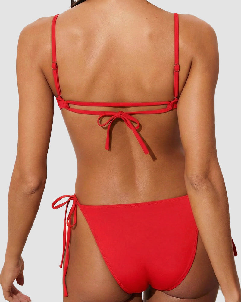 Scoop Neck Backless One Piece Swimsuit – Adjustable Straps, Fully Lined