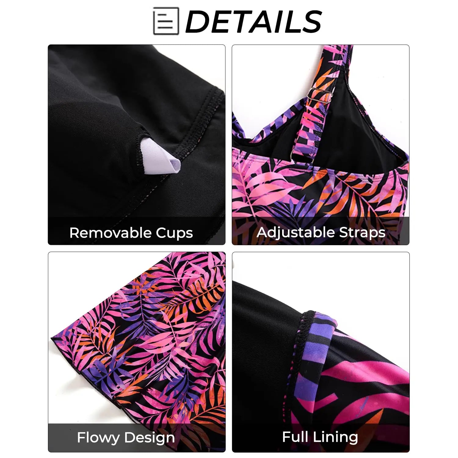 Plus Size Swim Dress - Two Piece Tankini Swimsuit Tummy Control Bathing Suit with Shorts