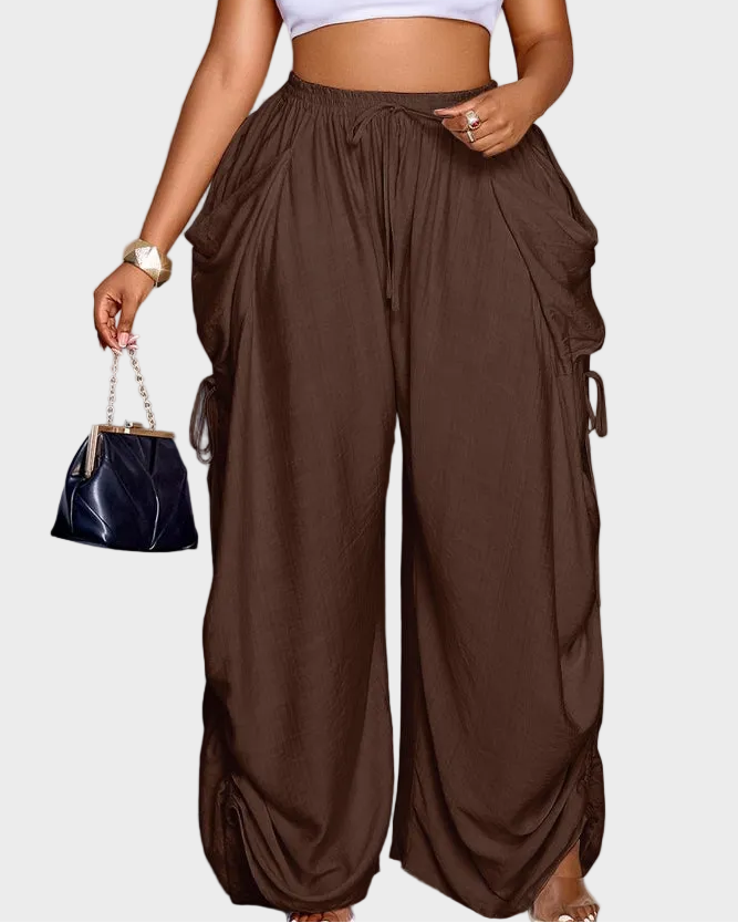 Women's Casual Loose-Fit Wide Leg Pants, All-Season Woven Fabric, Daily Commute