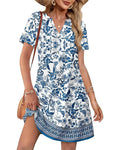Summer 2026 Women’s V-Neck Casual Short Sleeve Dress Beach Wedding Vacation Wear