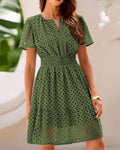 Women V Neck Lace A Line Summer Dress