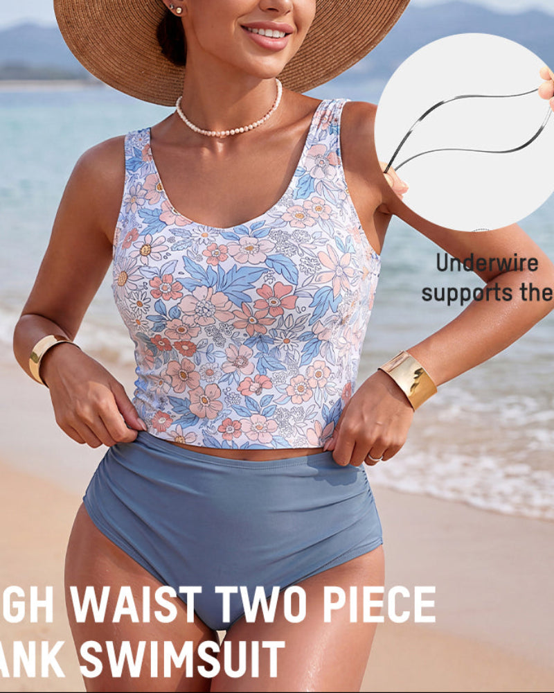 Tummy Control Cutout Back Tankini Set