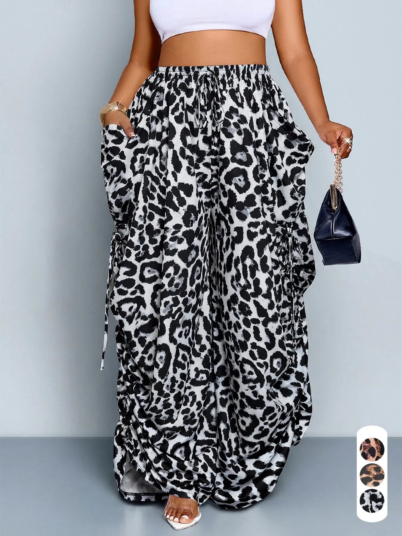 Women's Casual Loose-Fit Wide Leg Pants, All-Season Woven Fabric, Daily Commute