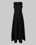 Women’s Loose Fit Maxi Dress – Pleated, Pocket, Slit, Summer Comfort Dress