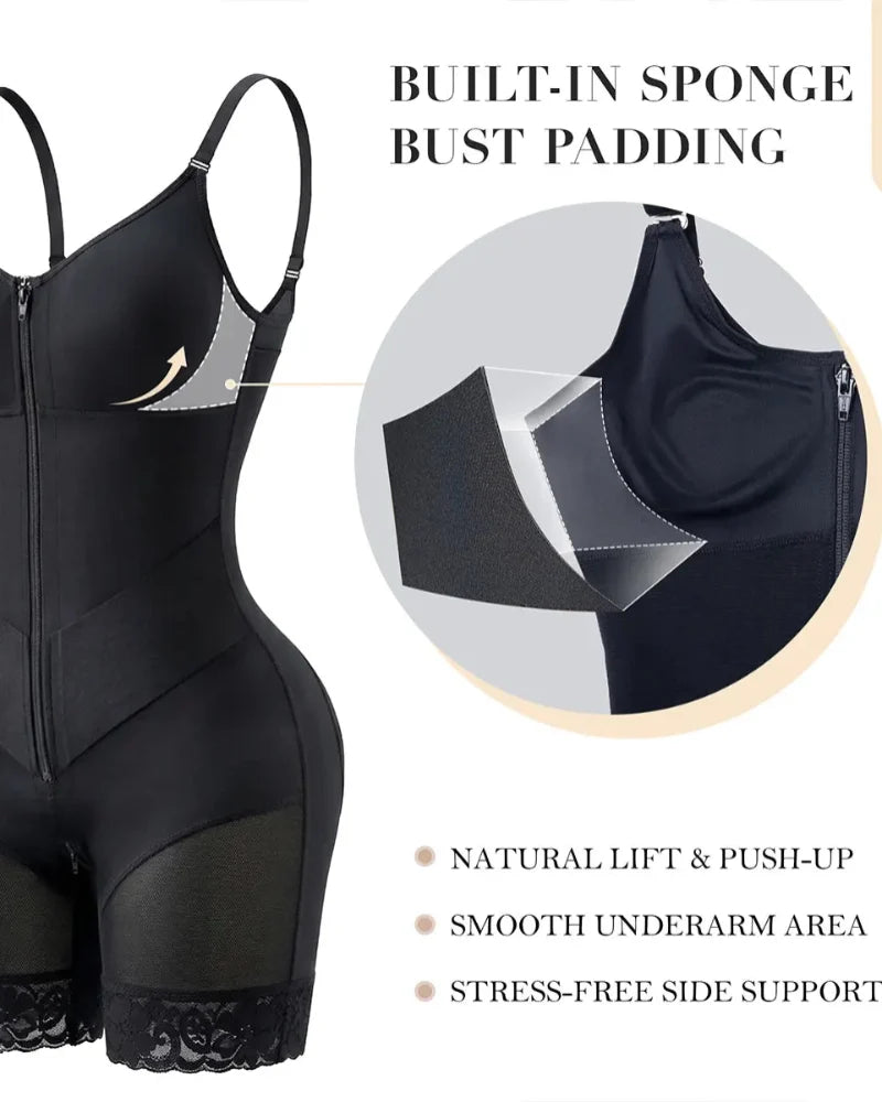 V-shaped zip tummy control shapewear