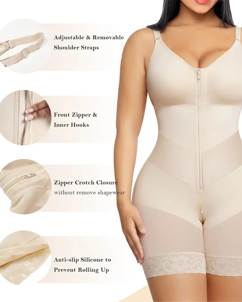 V-shaped zip tummy control shapewear