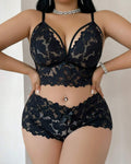 Plus Size Lace Lingerie Set  2-Piece Sexy Sleepwear