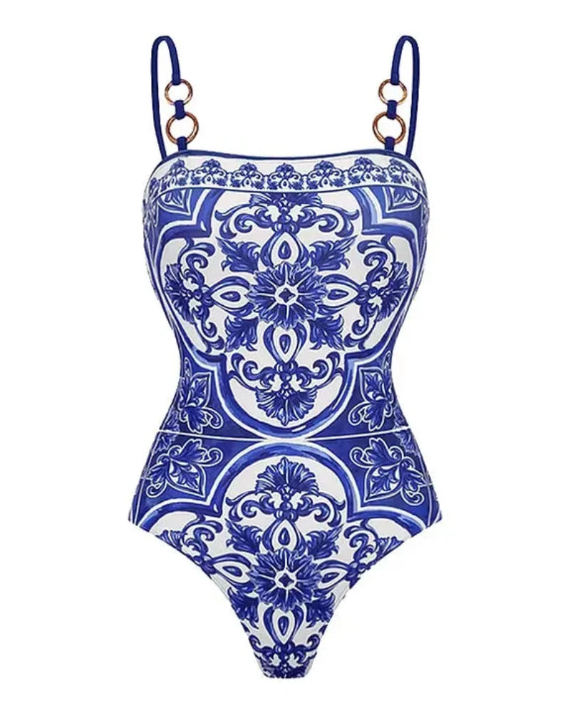 Women’s Print Swimsuit & Skirt Set