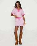 2-Piece V-Neck Polo Skort with Built-in Shorts