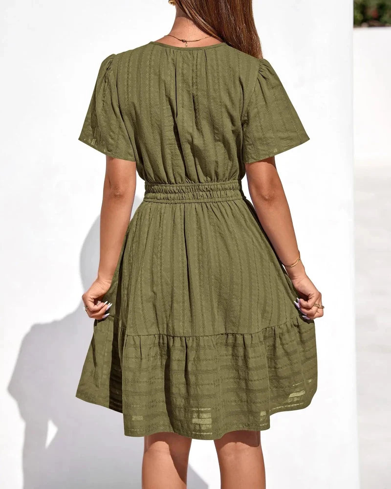 Women’s Spring 2026 V-Neck Mini Dress – Boho Beachwear