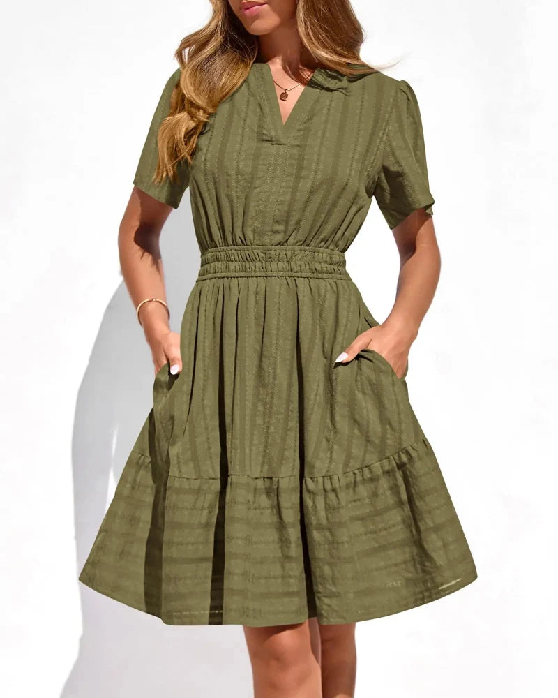 Women’s Spring 2026 V-Neck Mini Dress – Boho Beachwear