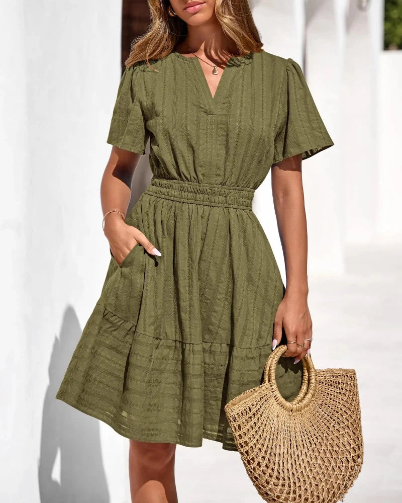 Women’s Spring 2026 V-Neck Mini Dress – Boho Beachwear
