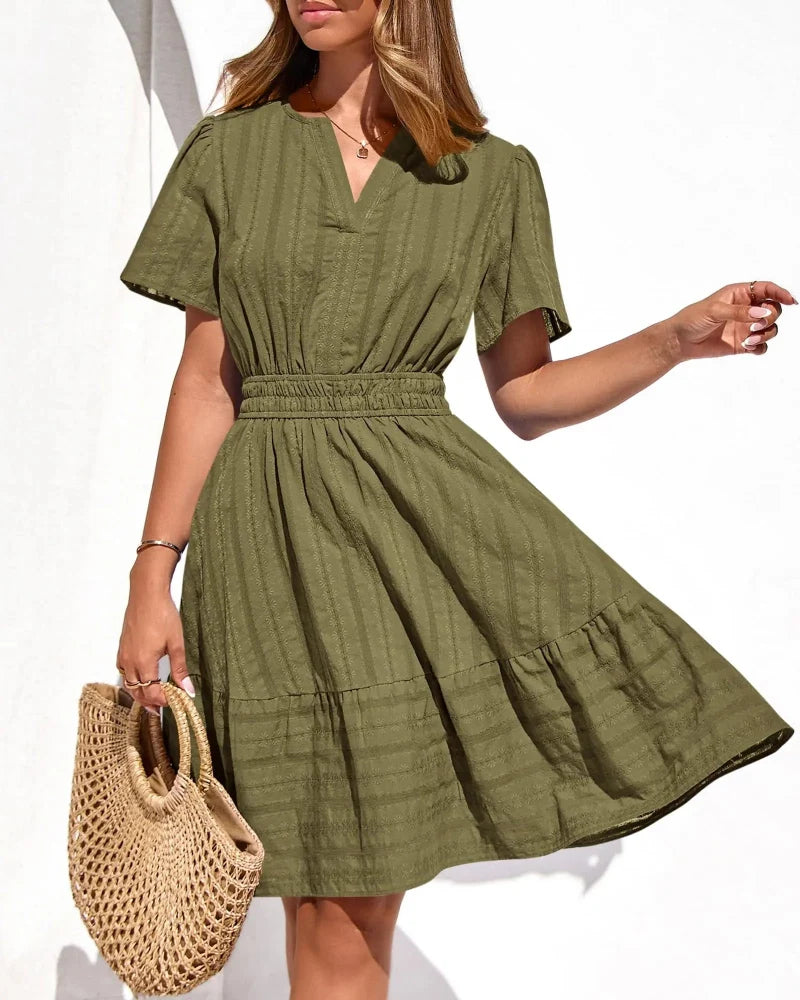 Women’s Spring 2026 V-Neck Mini Dress – Boho Beachwear
