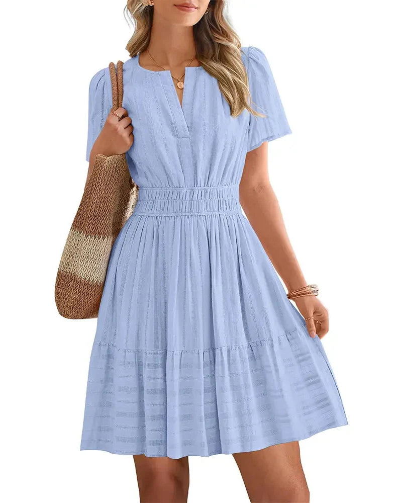 Women’s Spring 2026 V-Neck Mini Dress – Boho Beachwear