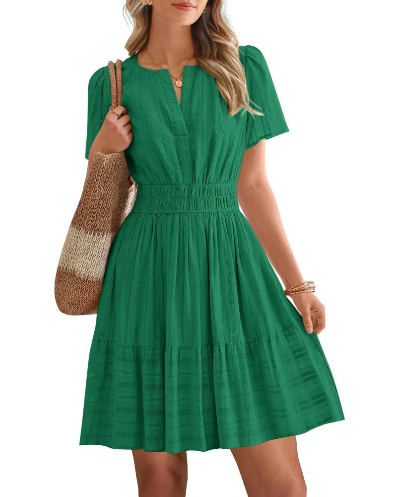 Women’s Spring 2026 V-Neck Mini Dress – Boho Beachwear