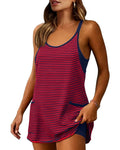 Women’s 4th of July Striped Mini Dress – Built-In Shorts
