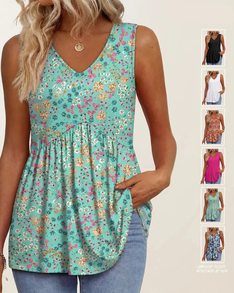 Women’s Peplum Tank Tops Sleeveless V-Neck Stretchy Summer Babydoll Tops