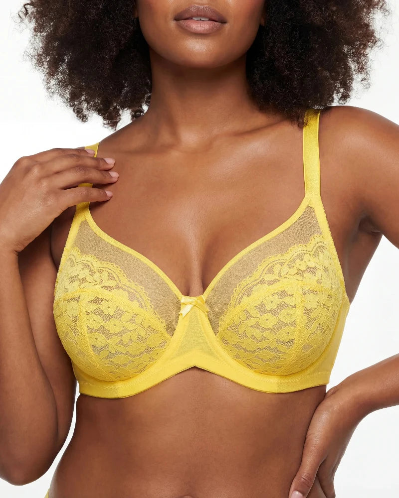 Floral lace shaping plus size bra