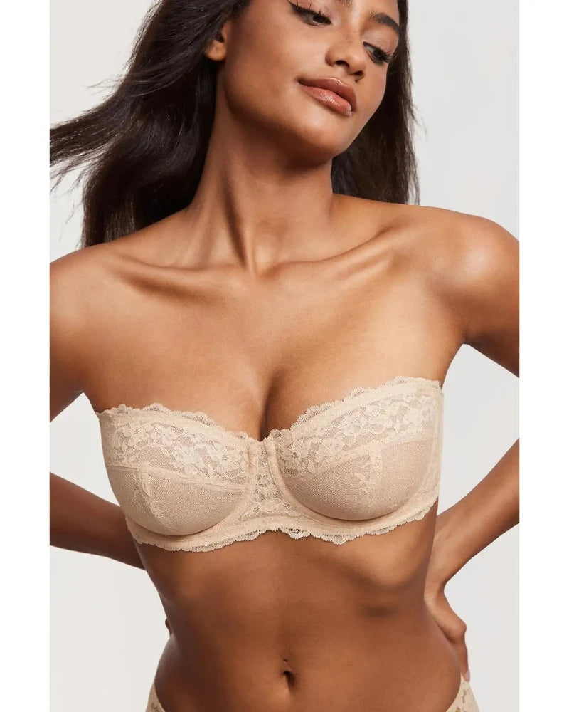 Lace Strapless See-Through Plus Size Convertible Underwire Bra