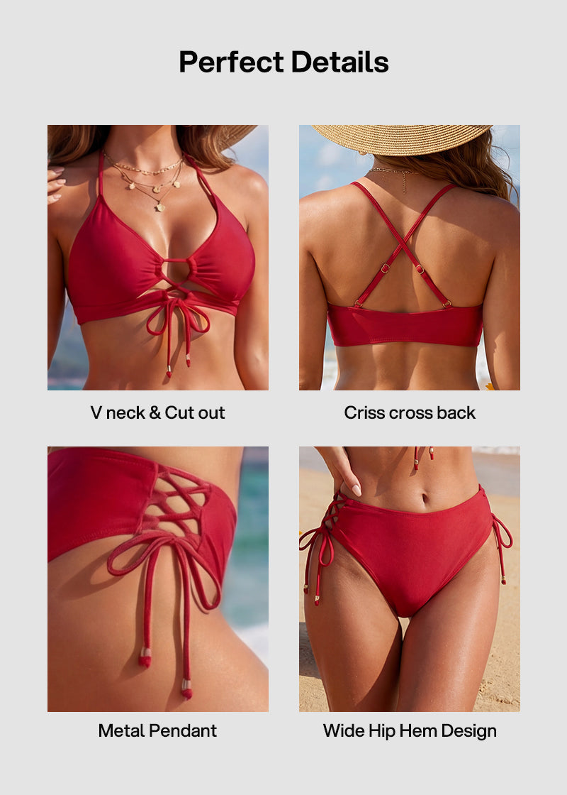 Women’s Cutout String Bikini Set Two Piece Swimsuit Bathing Suit