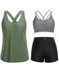 3-Piece Tummy Control Tankini Swimwear