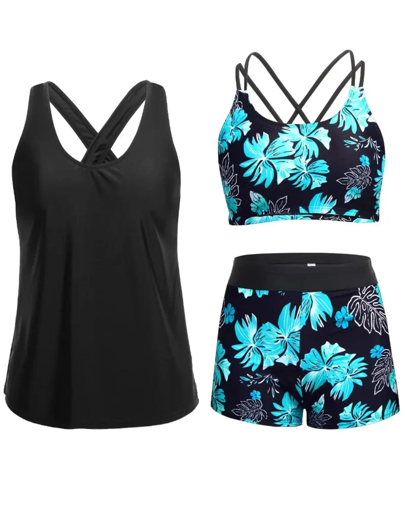 3-Piece Tummy Control Tankini Swimwear