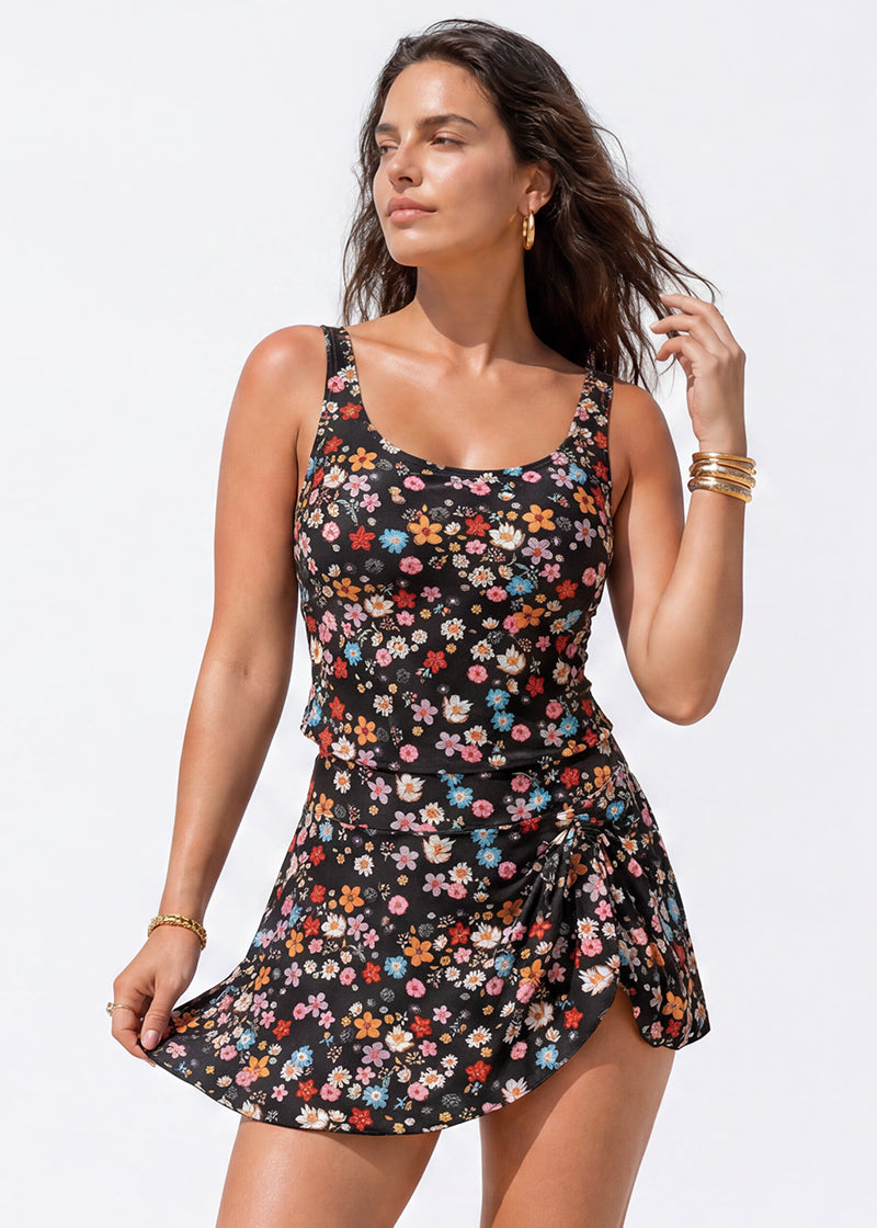 Women’s High-Waist Tank and Skirt Swim Set with Figure-Smoothing Design
