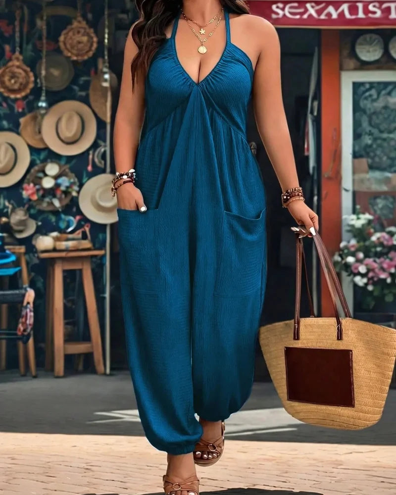 Women’s Pocket Jumpsuit, Sleeveless Casual Plus Size