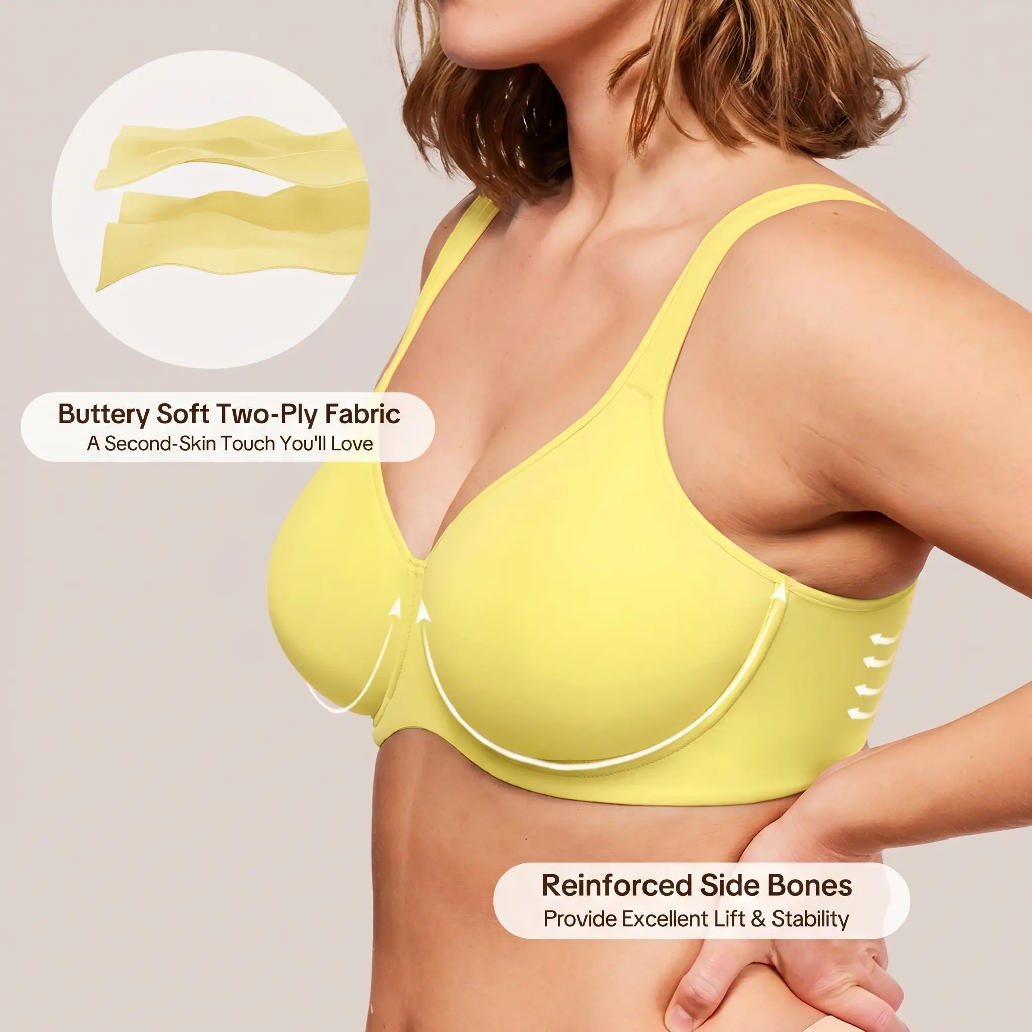 Full Coverage, Seamless Underwire Slimming Support