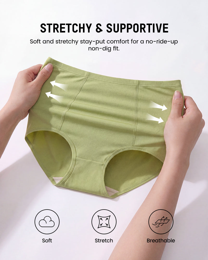 High-Waist Cotton Support Briefs for Women (4 Pack)
