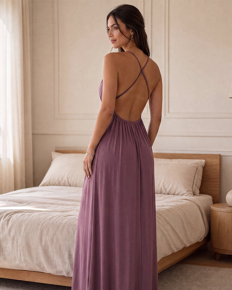 Backless Tie-Back Maxi Cami Dress