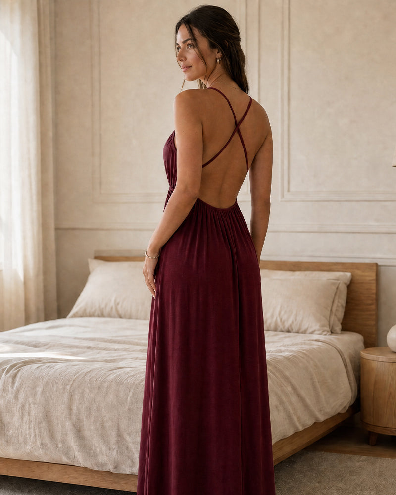 Backless Tie-Back Maxi Cami Dress