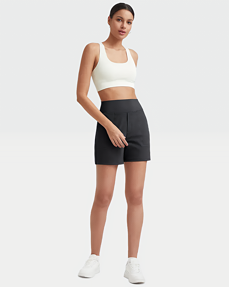 High-Waisted Athletic Bermuda Shorts With Pockets