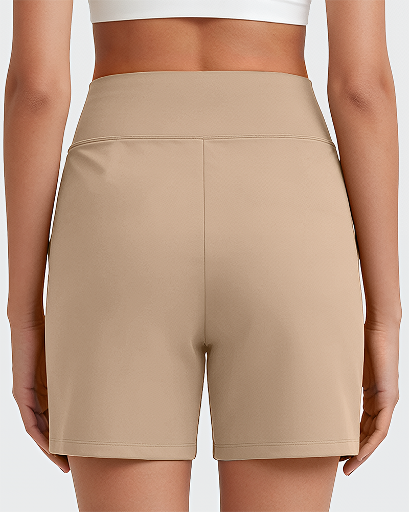 High-Waisted Athletic Bermuda Shorts With Pockets