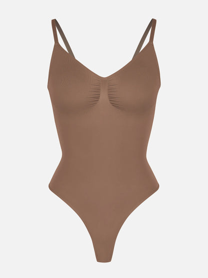 Seamless Covered Bust Jumpsuit Thong Bodysuit Fit
