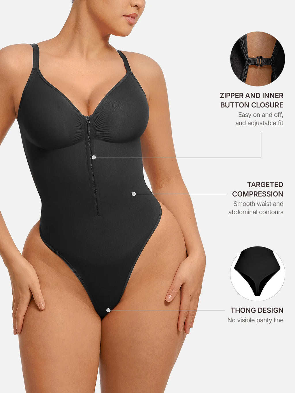 Shapecurve Tummy Control Seamless Zipper Shaping Bodysuit