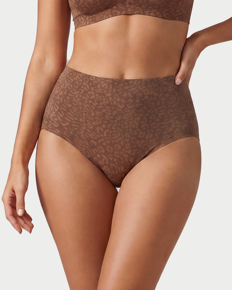 High-Waist Seamless Leopard Tummy Control Brief 6-Pack