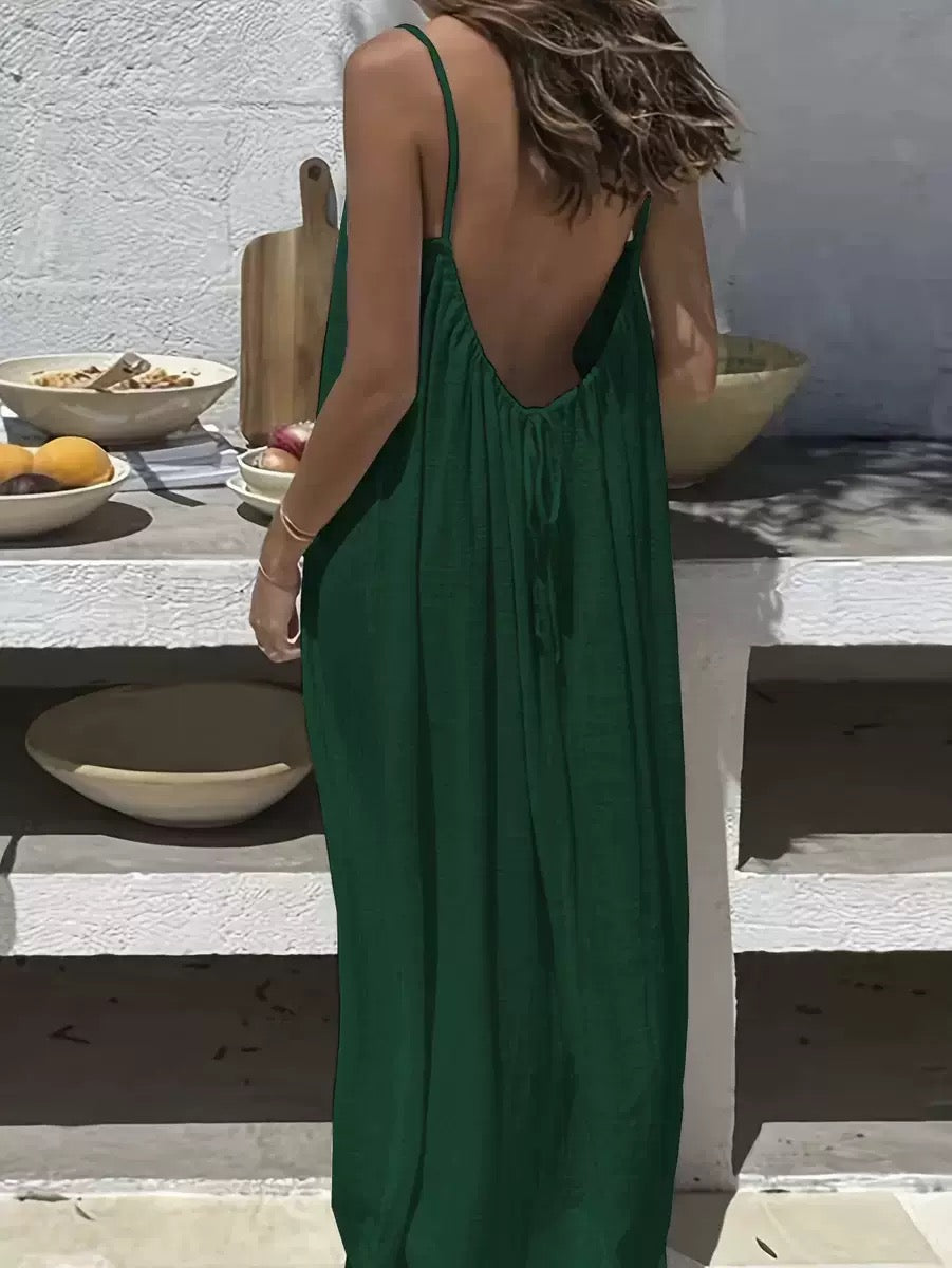 Women’s Chic Solid Color Backless Cami Dress