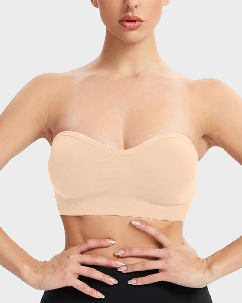 Wireless Strapless Bandeau Bra with Anti‑Slip Silicone Support