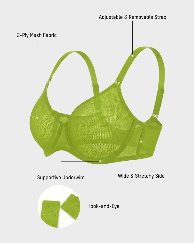 Air Light Plus Size Mesh Underwire Minimizer Bra