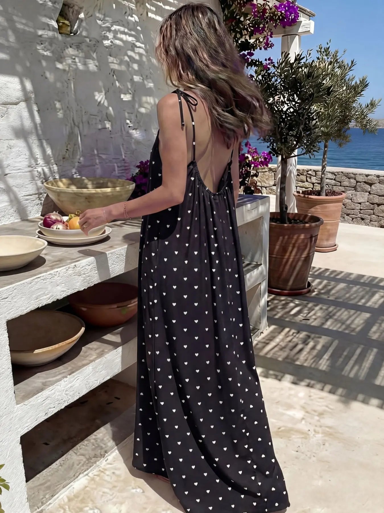 Women's Solid Color Backless Cami Dress
