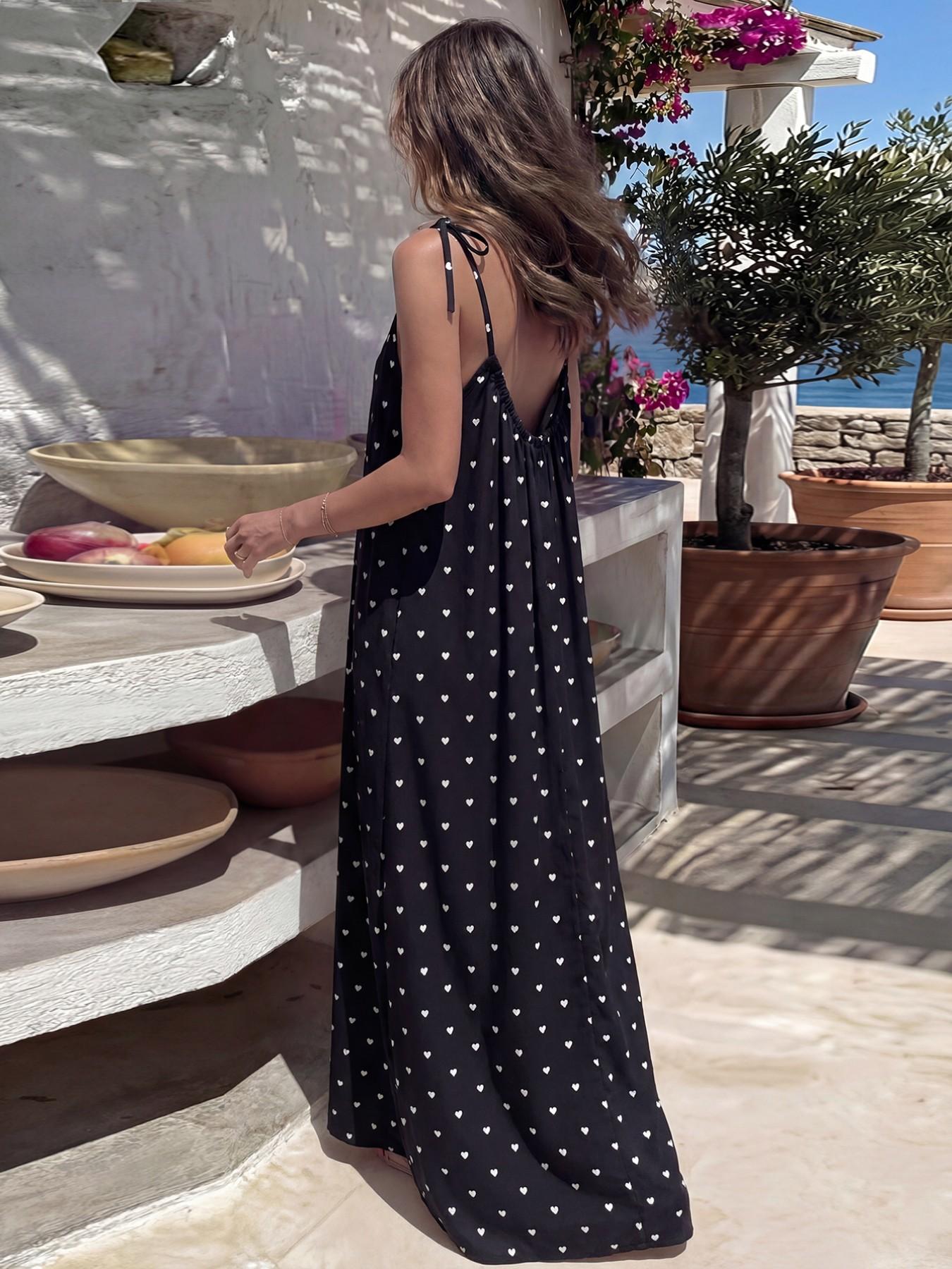 Women's Solid Color Backless Cami Dress