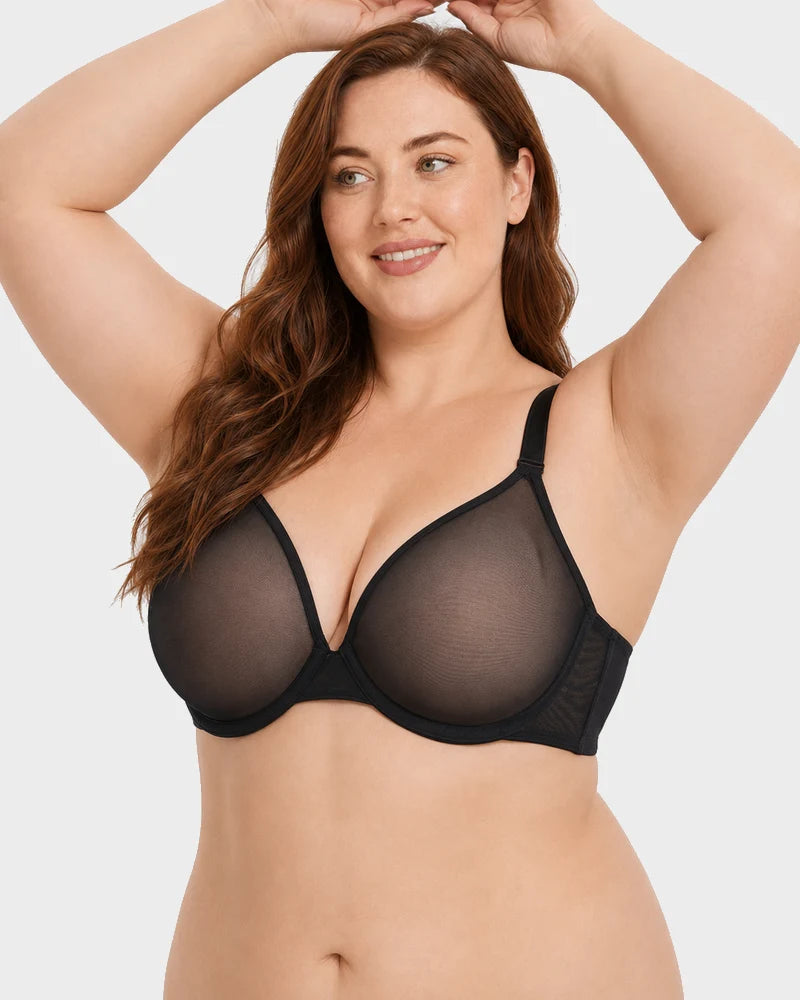 Air Light Plus Size Mesh Underwire Minimizer Bra